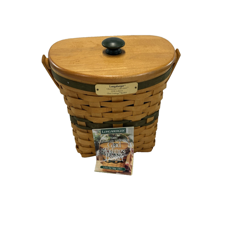 1998 Longaberger Christmas Glad Tidings Basket w/Lid 8.75"L x 6"W x 9"H